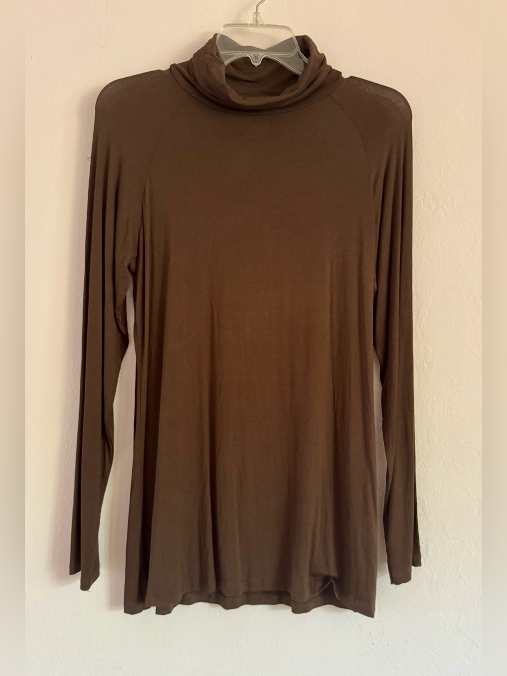 Zara Basic Women's Long Sleeve Turtleneck Top - Olive Brown, Size Large (NWT)